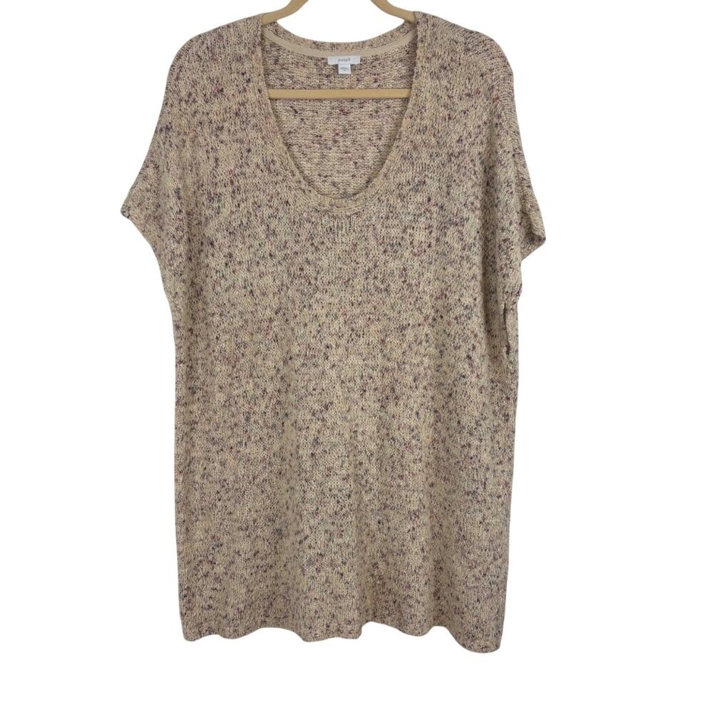 Pure Jill 2X Speckled Thick Knit Tunic Top Short Sleeves